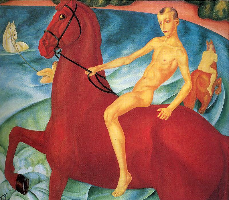 Petrov-Vodkin, Kozma Bathing the Red Horse Norge oil painting art